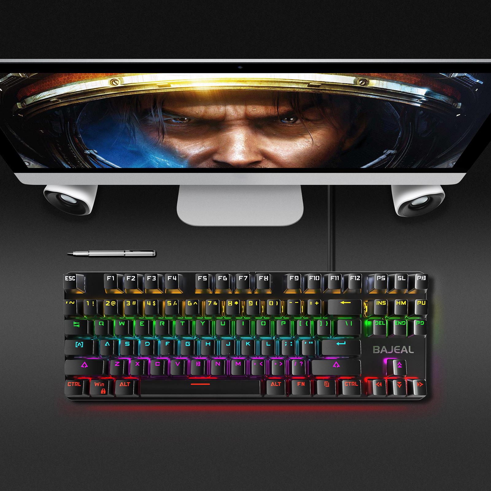 Gaming Mini Compact 87 Keys Wired Mechanical Keyboard Anti-ghosting Backlit for Computer