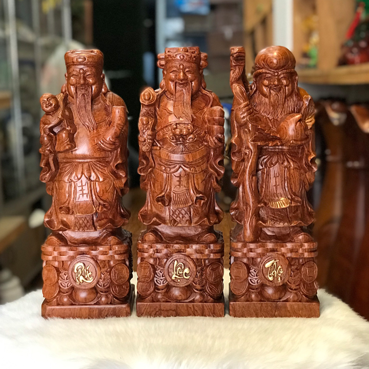 Tượng tam đa Phúc Lộc Thọ Gỗ Hương