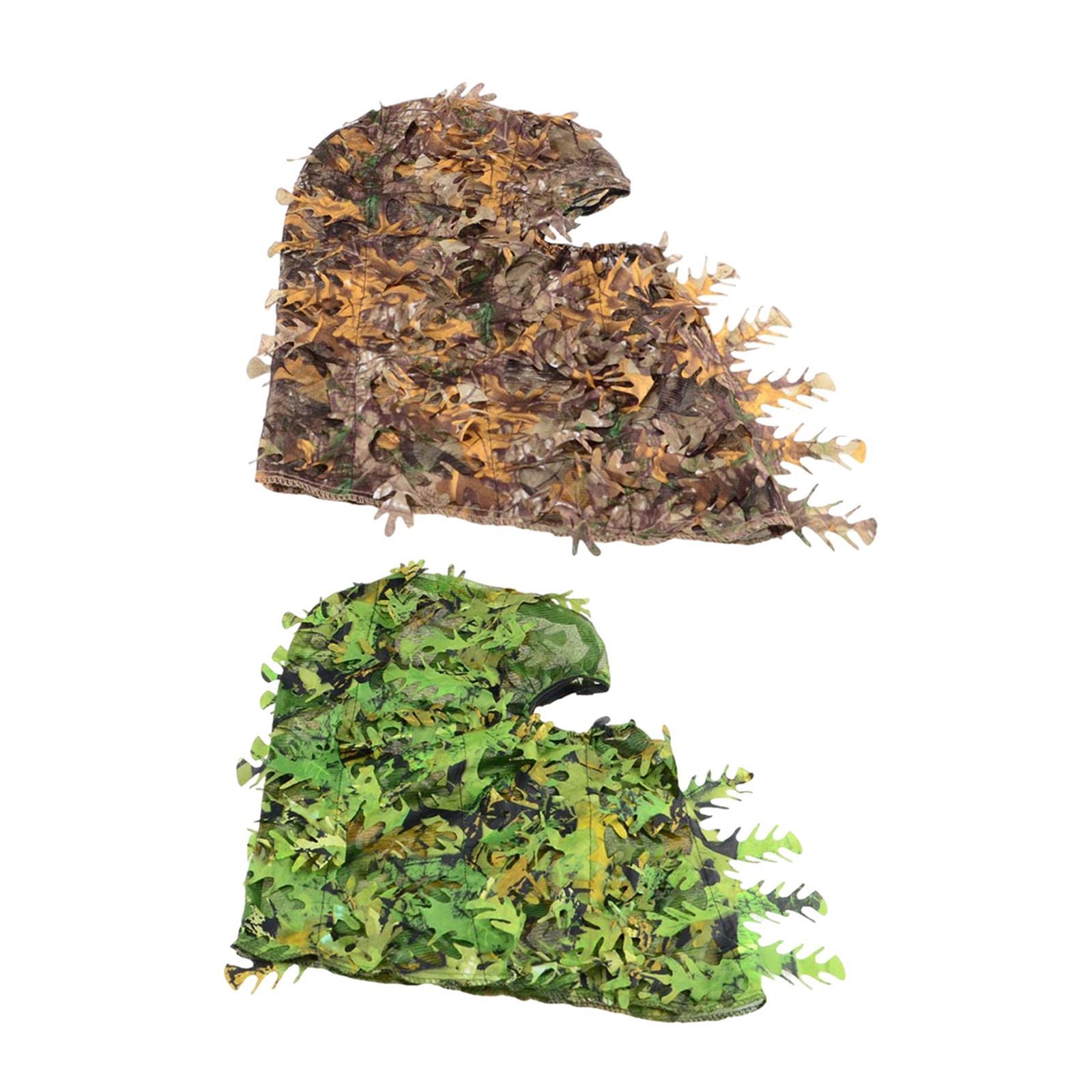 2x 3D Leafy Camouflage Face Mask Hunting Mesh Face Cover Hunting Gear