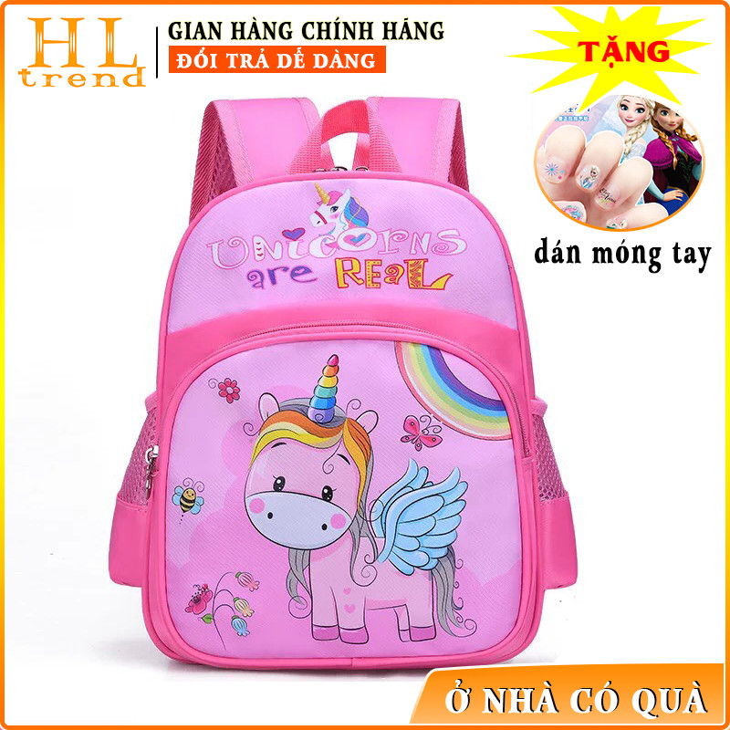 Hàng Chính Hãng Balo Ngựa Lân Hồng, Ngựa Pony, Ngựa Cầu Vồng Cho Bé Gái Học Mầm Non E48