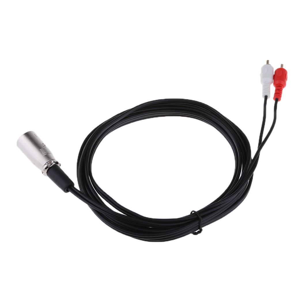 3Pin XLR Male to Dual RCA Plug Splitter Audio Adapter Cable Cord 3 meter