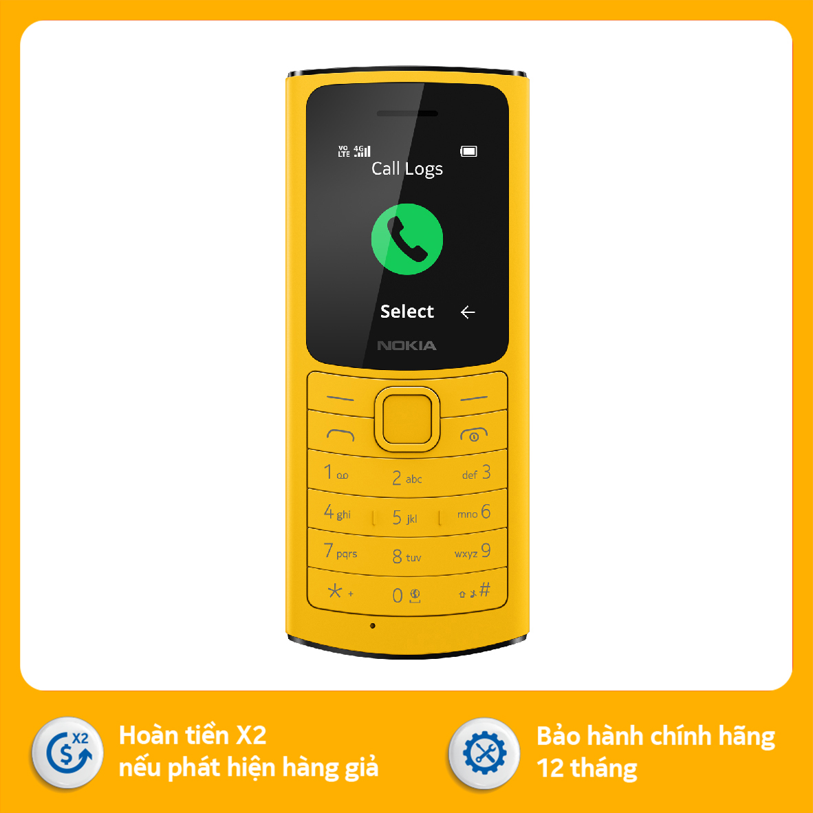 Điện thoại Nokia 110 4G - Hàng chính hãng - Yellow