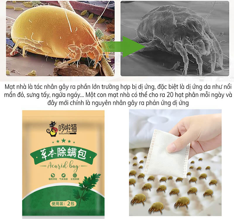 Gói 2 Túi Thơm Thảo Dược Lót Gối Đệm Duolamao Diệt Mạt Bụi Chống Ngứa Giúp Bạn Ngủ Ngon