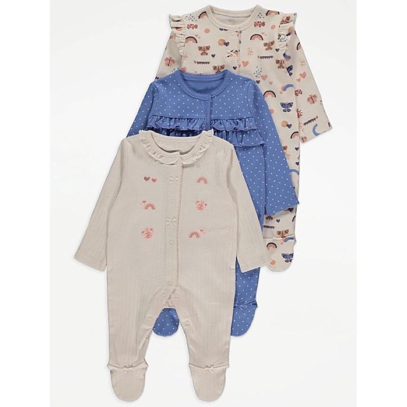 Combo 3 chiếc sleepsuit George chất cotton mềm mát