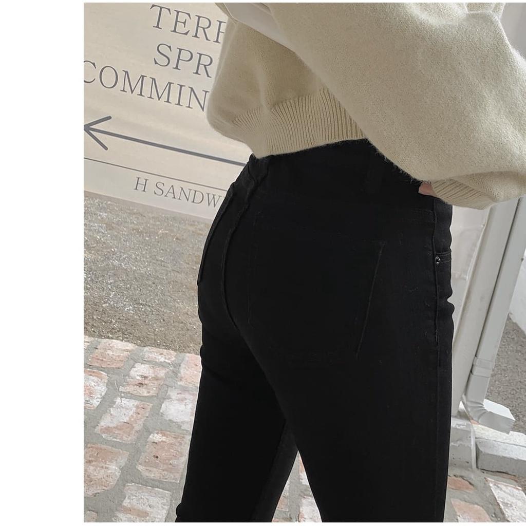 Quần Jean Nữ Lưng Cao Ôm Đen Co Giãn Skinny Tulidu Quần Nữ Lưng Cao