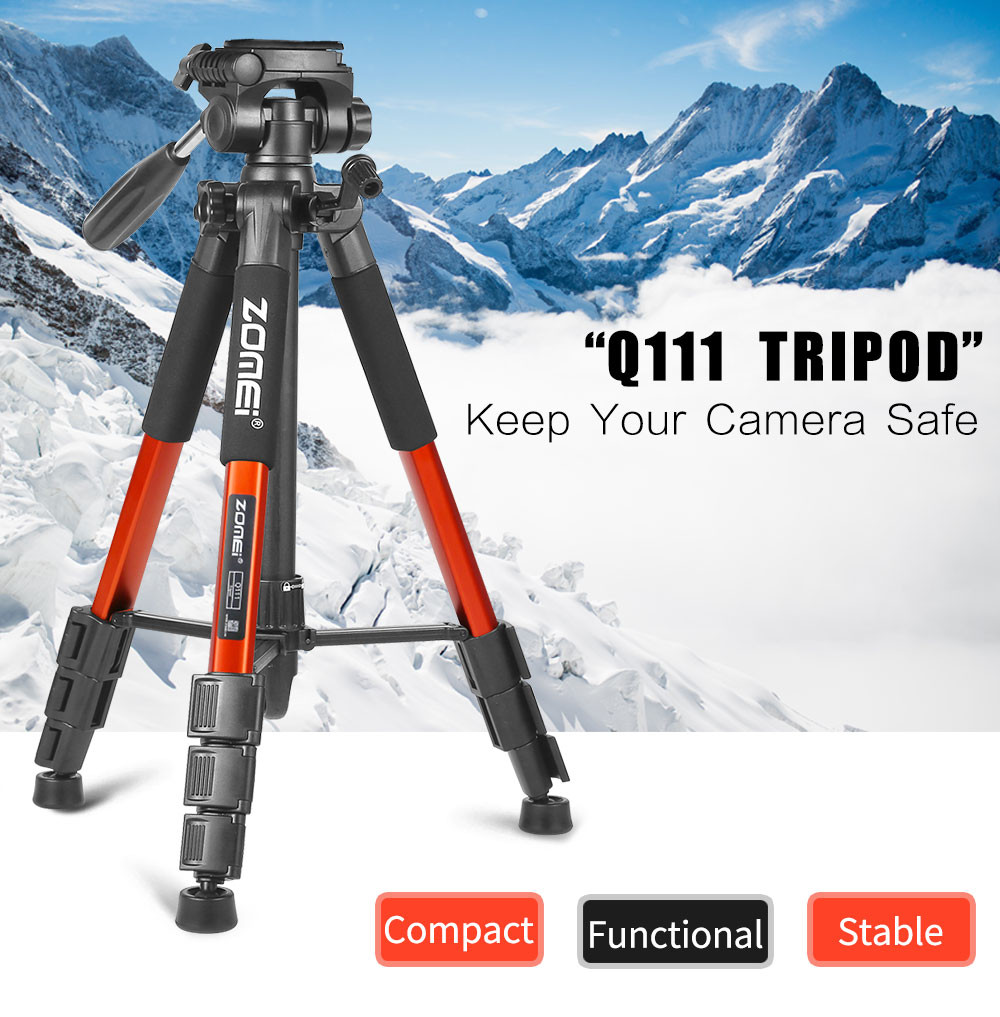 Chân Máy Ảnh Tripod, Máy Quay Phim, Máy Ảnh Chuyên Nghiệp ZOMEI Q111 - Hàng Nhập Khẩu