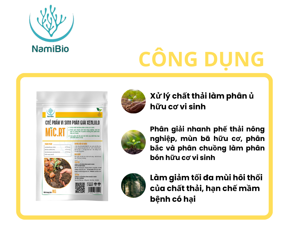 Chế phẩm vi sinh phân giải Xenlulo Xử lý chất thải làm phân ủ hữu cơ