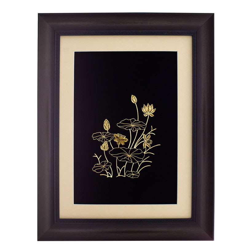 Tranh Hoa Sen Mạ vàng