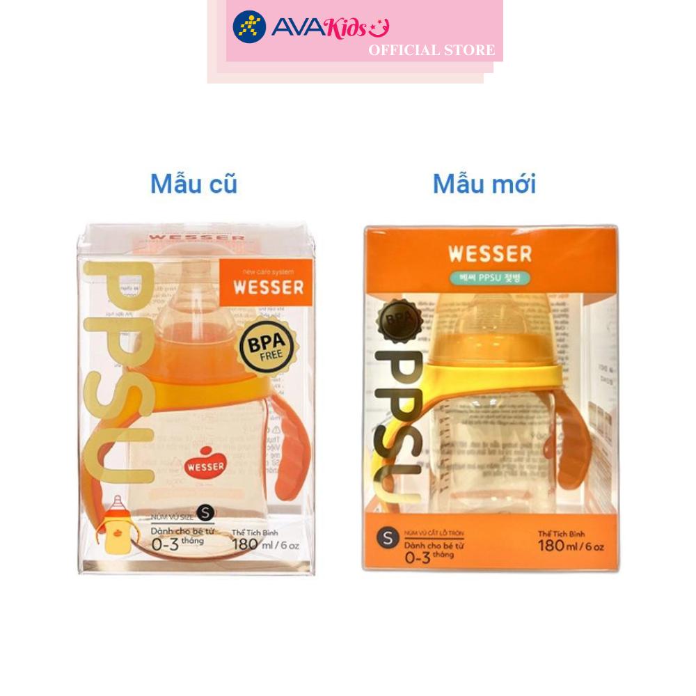 Bình sữa nhựa PPSU Wesser TBSWPP180 cổ rộng 180 ml (0 - 3 tháng)