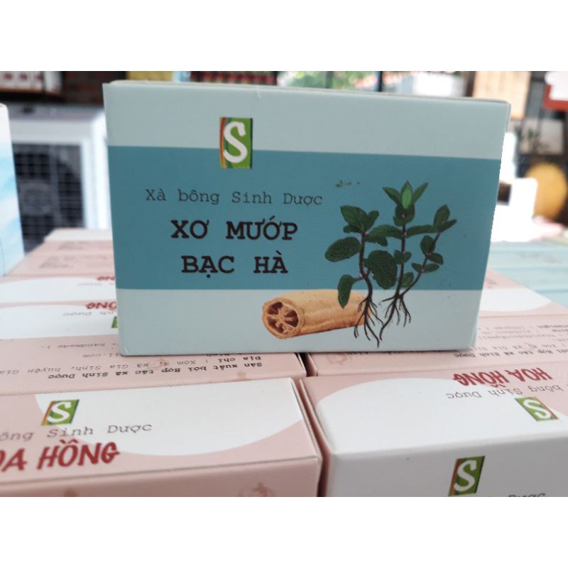 Xà Bông Sinh Dược - Xơ Mướp hương Bạc Hà (Bánh 120gr) , Xà phòng thiên nhiên handmade, giúp giải tỏa stress, tẩy da chết hiệu quả từ xơ mướp