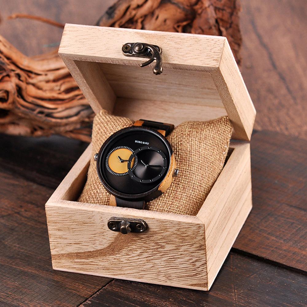 Đồng hồ BOBO BIRD bằng gỗ Quartz Movement 2 Múi giờ Quà tặng kèm hộp cho Nam Nữ - Loại C