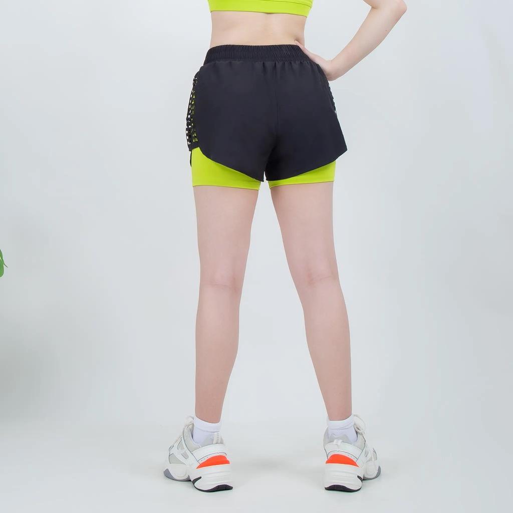 Quần short thể thao Boxer Laser 2 lớp cho Nữ, đồ tập gym, aerobic, thể dục