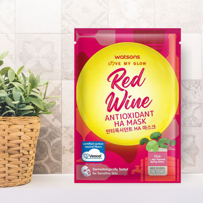 Mặt Nạ Watsons Love My Glow Red Wine Antioxidant Ha Mask 21ml