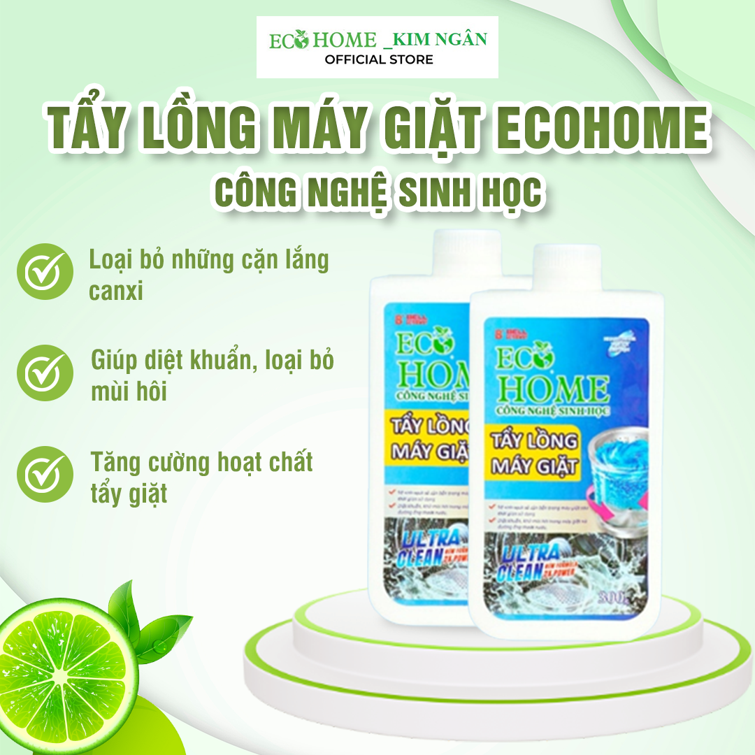 Tẩy Lồng Máy Giặt ECOHOME-Tẩy Lồng Giặt ECOHOME Kim Ngân Store Giúp Loại Bỏ Những Cặn Lắng Canxi, Chất Bẩn Cau Cặn 300g