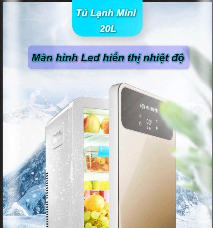 Tủ lạnh mini 20L màn hình LCD điều chỉnh nhiệt độ 12v/220v