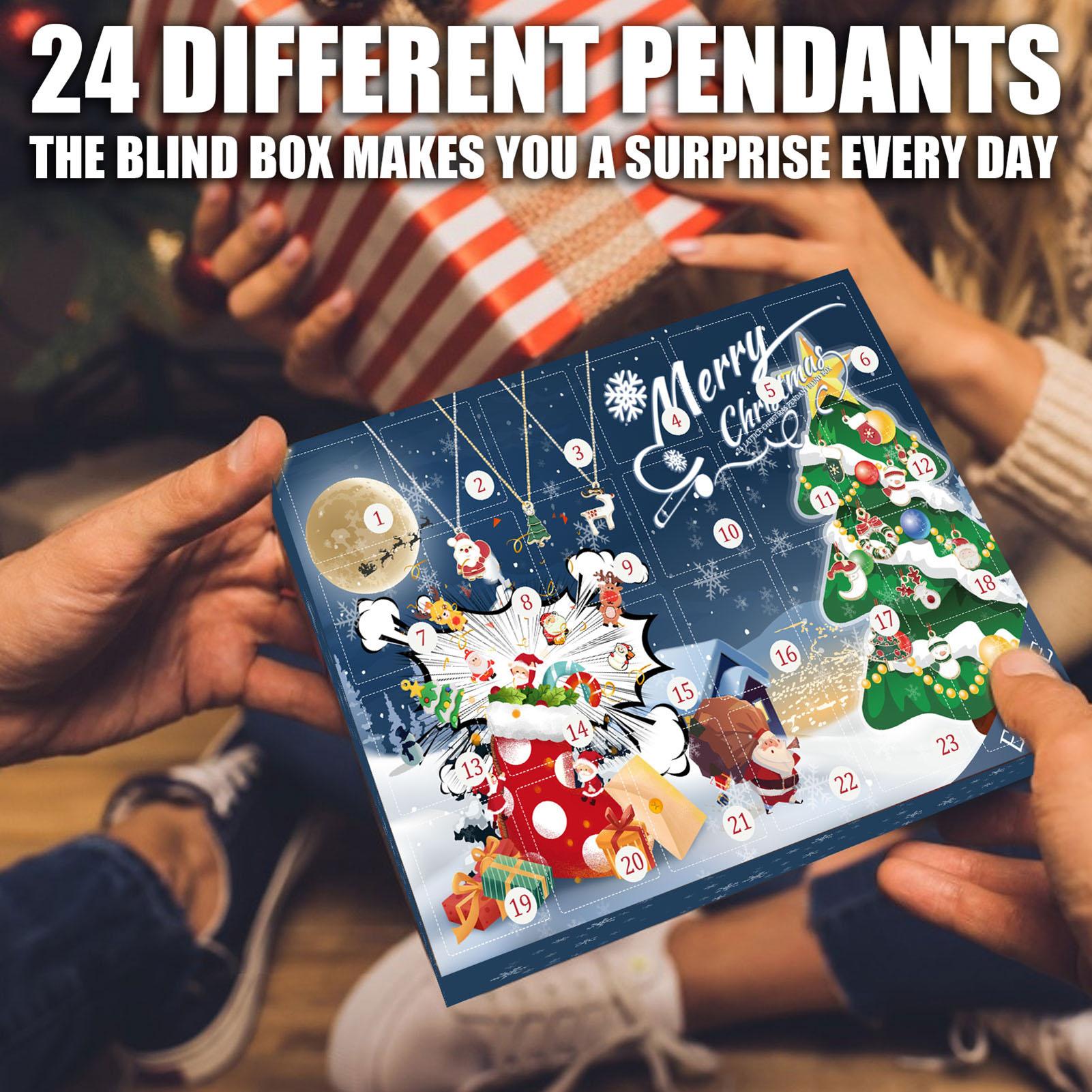 Hộp quà 24 mặt đá dây chuyền dành cho làm quà tặng Giáng sinh bất ngờ