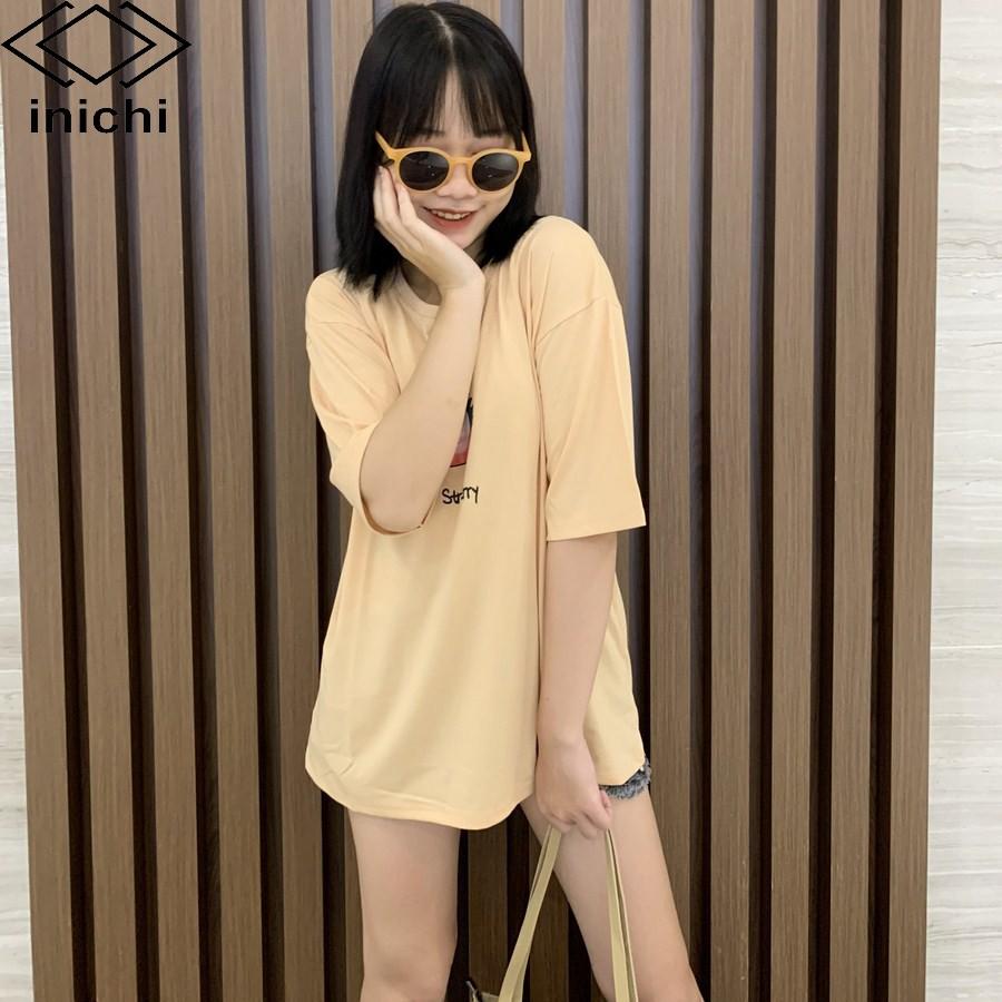 Áo thun INICHI unisex tay lỡ form rộng in hình quả dâu - IC611 màu kem
