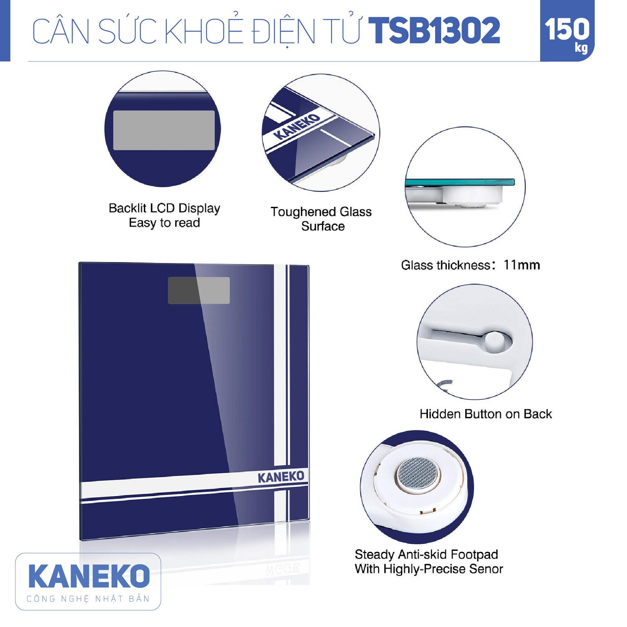 Cân sức khỏe điện tử KANEKO TSB1302,,cân điện tử,cân chính hãng,cân nhật,cân sức khoẻ y tế,cân sức khoẻ gia đình,cân sức khoẻ cao cấp,120kg,130kg,180kg,Cân phân tích chỉ số cơ thể,Cân sức khoẻ mini,cân tanita