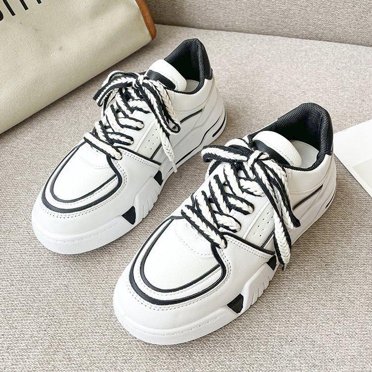 Giày Nữ MWC 0729 - Giày Thể Thao Nữ Phối Viền Màu Thể Thao, Sneaker Da Siêu Êm Chân Đế Bằng 3CM Hot Trend