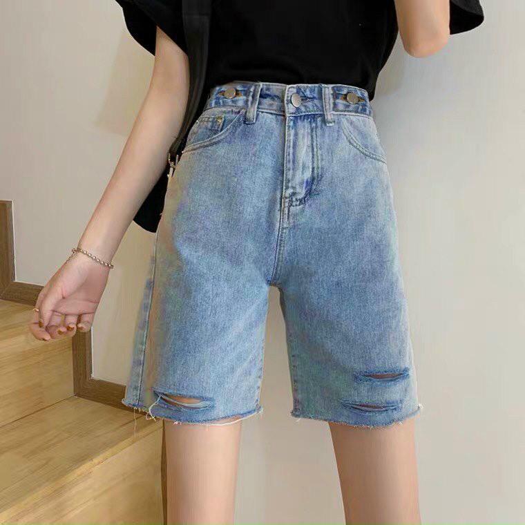 Quần Short Jeans Nữ Ống Rộng Rách Cạp Đỉa Ulzzang - Quần Đùi Nữ Jeans SIêu Chất Q43