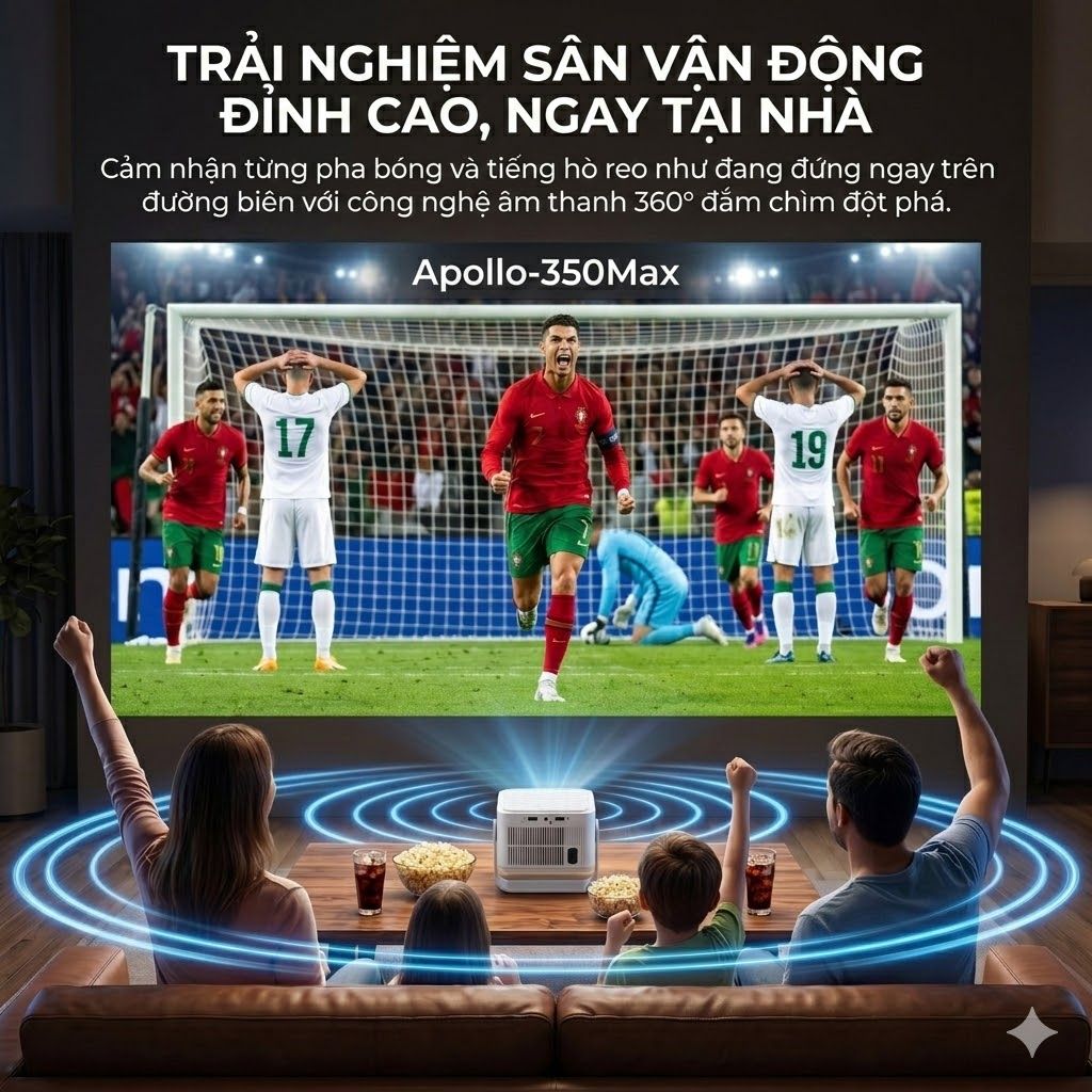 Máy Chiếu Thông Minh APOLLO 350MAX Full HD 1080P – Android 14, WIFI 6, Hỗ Trợ 4K/8K- Tự nhận dạng màn chiếu - Hàng nhập khẩu