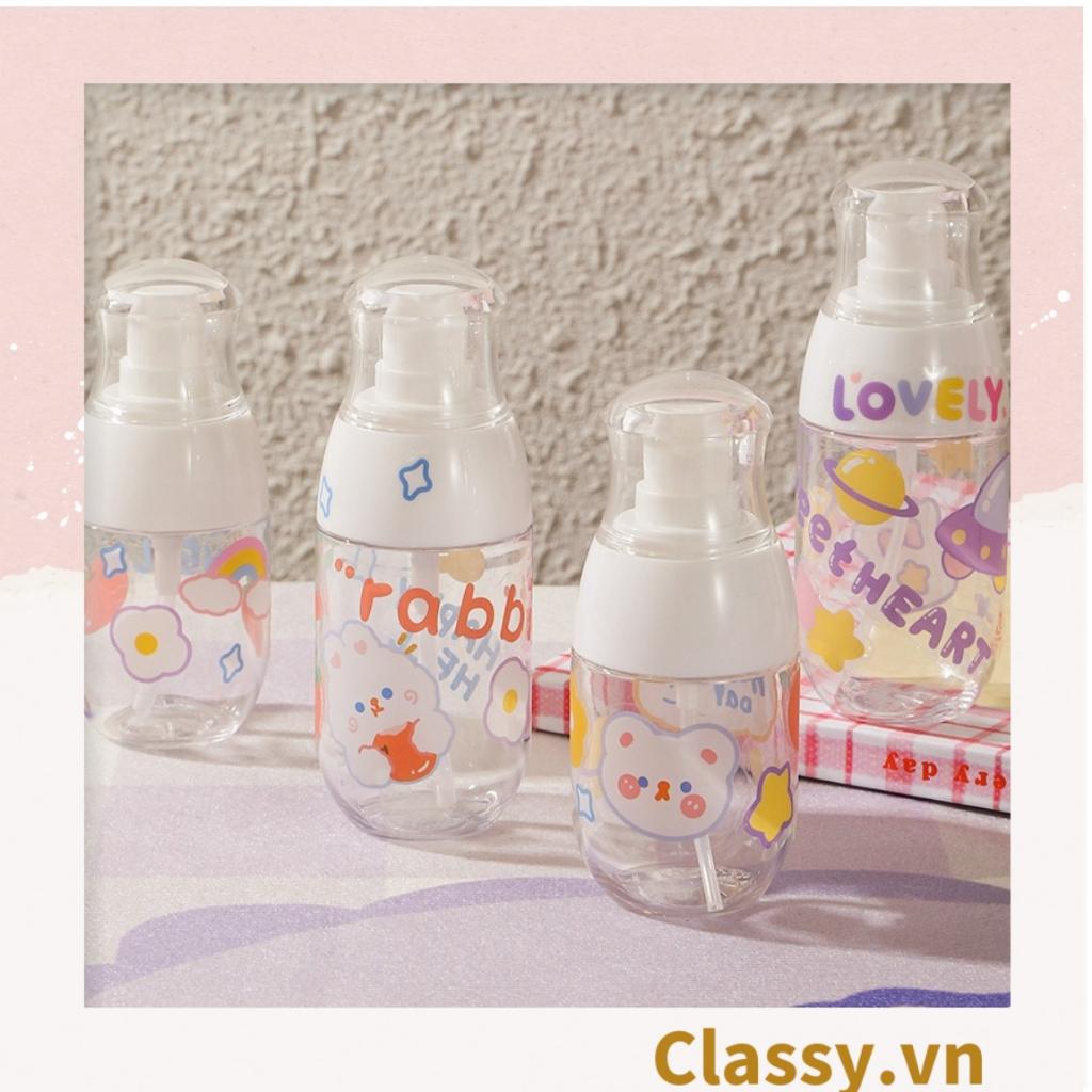 Chai chiết mỹ phẩm dạng xịt, dạng vòi Classy bấm bằng nhựa dung tích 100ml, 50ml PK1398