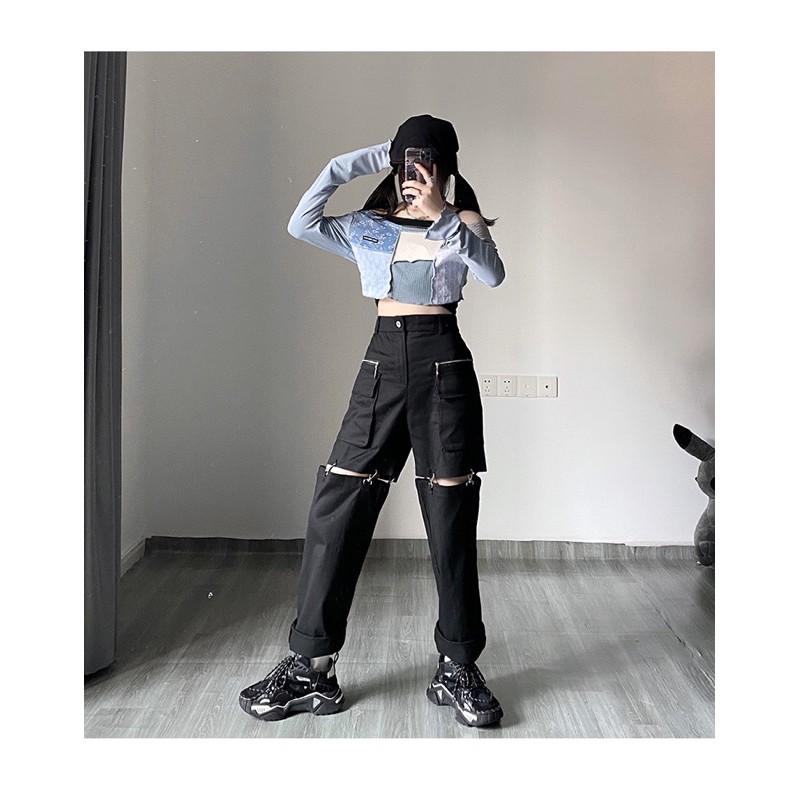 Quần jogger ống nối túi khoá