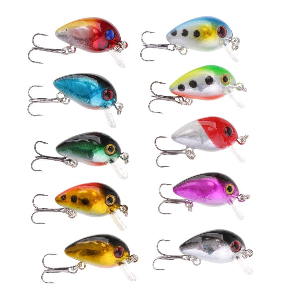 10Pcs Colorful Fishing Lures Hard Bait Bass CrankBait Diving Lure Mixed color Set Mini Crank Bait Tackle