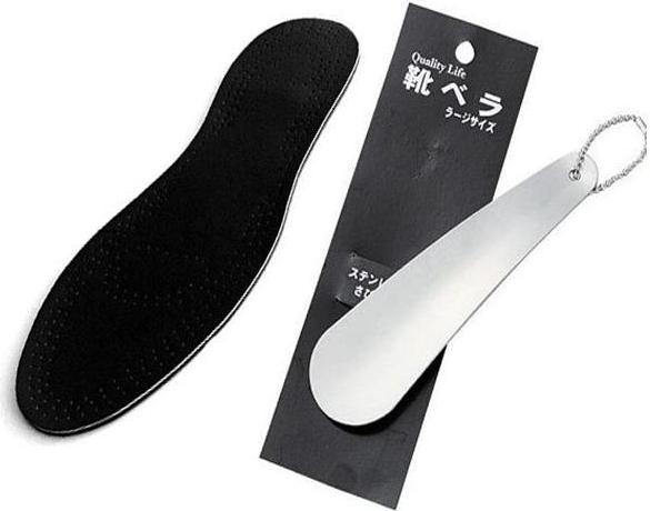 Combo miếng lót giầy da và dụng cụ đón gót giày inox nội địa Nhật Bản