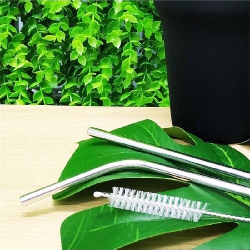 Set 3 Món Gồm 2 Ống Hút Và 1 Cọ Rửa Thép Không Rỉ Sus 304 Tiện Dụng