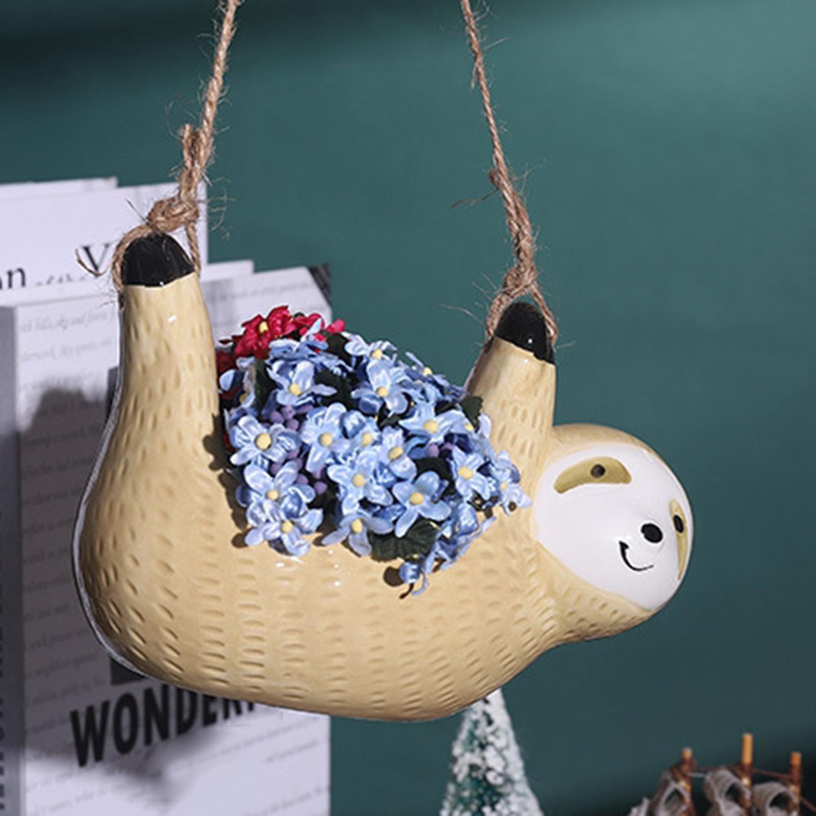 2Pcs  Succulent Planter Sloth Plant Pot Holder Outdoor Flowerpot Garden