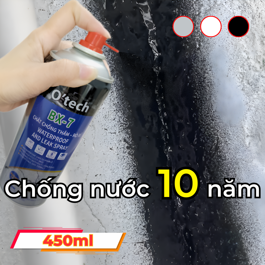 Bình Xịt Chống Thấm Trần Nhà, Tường Ngoài, Mái Tôn, Tạo Lớp Phủ Chống Nước Chống Rò Rỉ O'tech BX-7 - Hàng Chính Hãng