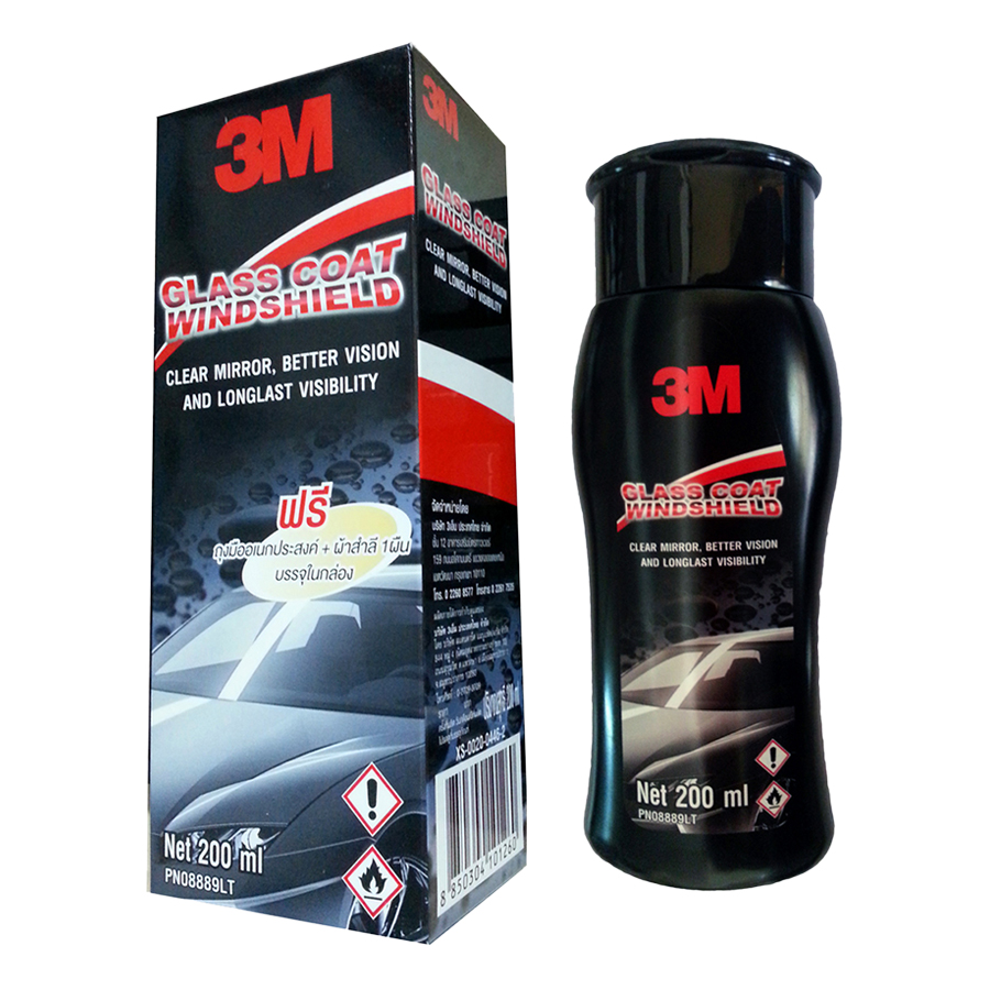 Dung Dịch Chống Bám Nước Trên Kính Xe 3M Glass Coat Windshield LT 08889 (200ml) Tặng Khăn Lau Xe Hơi 3M Perfect-It Super Soft Microfiber PN05400 (32 x 36 cm)