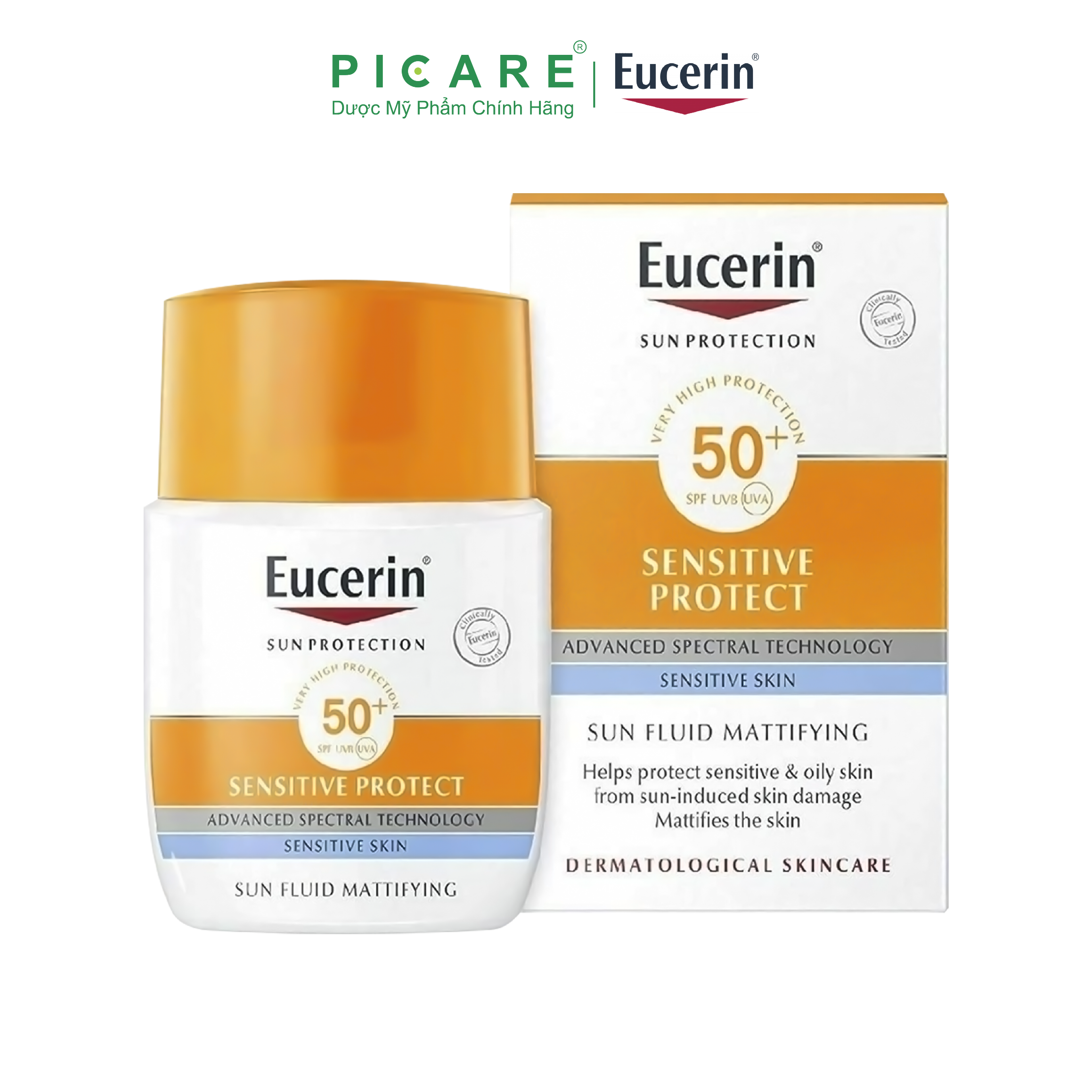 Kem Chống Nắng Không Gây Nhờn Rít Cho Da Thường Và Da Hỗn Hợp Eucerin Sun Fluid Mattifying Face SPF50+