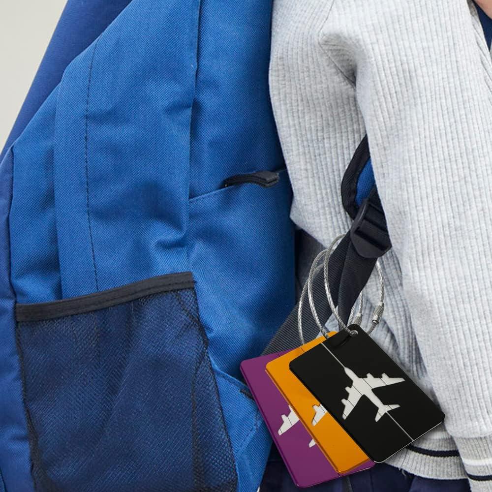 Thẻ hành lý*8, Thẻ hành lý, Thẻ hành lý có thẻ địa chỉ, Nhãn hành lý, Thẻ hành lý kim loại, Thẻ hành lý, Cáp thép không gỉ chống nước, Máy bay, 8 màu