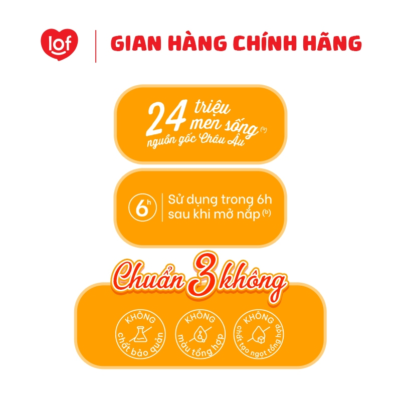 Thùng 24 chai Sữa chua ăn đóng chai LOF ít đường 200g