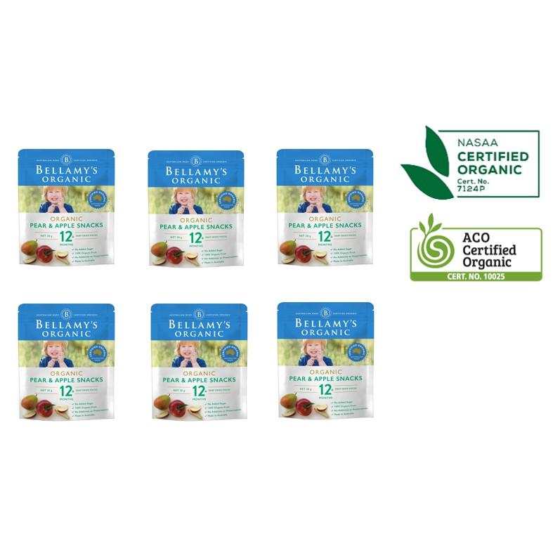 Combo 6 Túi Snacks Lê Và Táo Sấy Hữu Cơ Bellamy's Organic