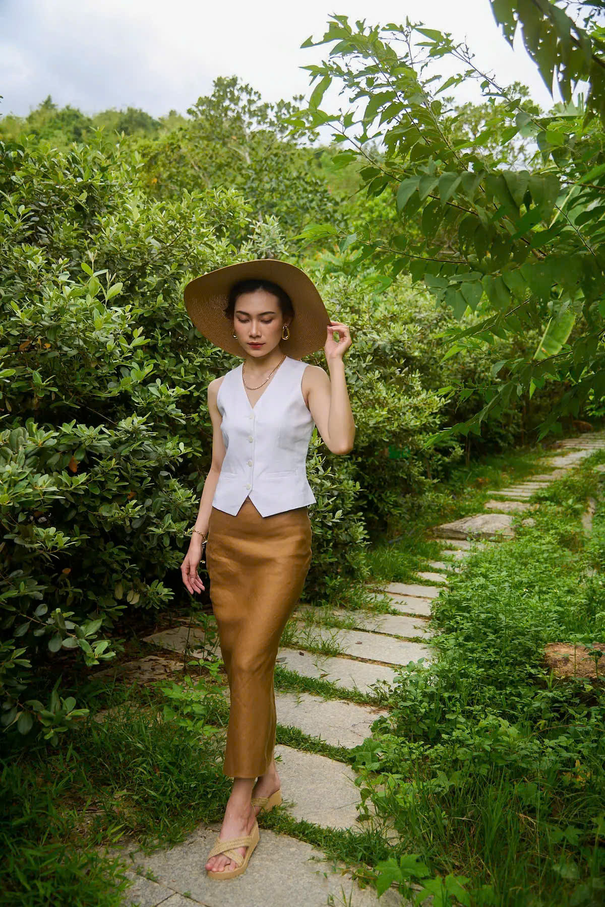 Áo Vest Gilet Linen Trắng An Nam TOP203 thời trang Hity