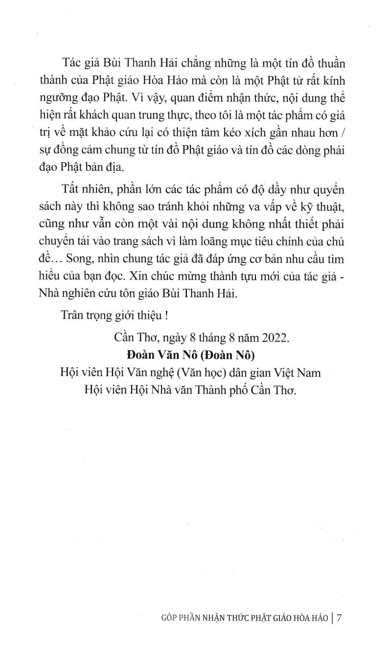 GÓP PHẦN NHẬN THỨC PHẬT GIÁO HÒA HẢO