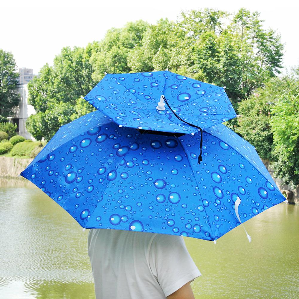 Mũ ô dù hai lớp nam nữ che nắng, mưa với băng đeo đầu có thể điều chỉnh để câu cá đi bộ dã ngoại cắm trại