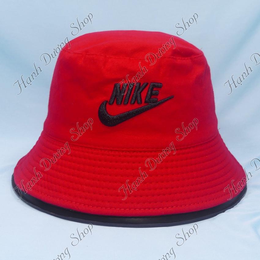 Mũ bucket nón bucket nón tai bèo NK nam nữ 2 mặt vải kaki Unisex - Đỏ &amp; đen