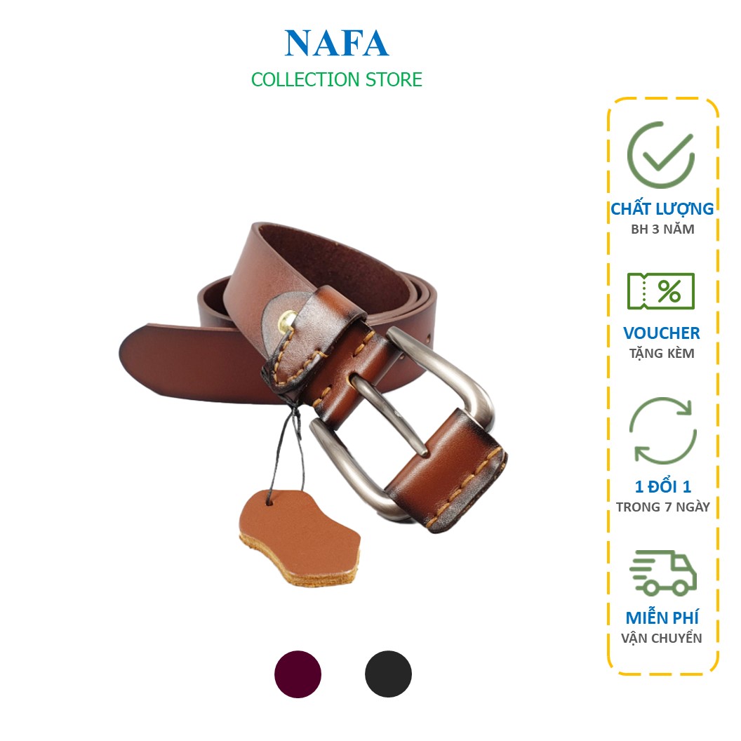 Thắt lưng da bò thật, Dây lưng da thật 1 lớp NAFA BL114 khóa kim bản 36mm sang trọng, thời trang - Màu Đen/Nâu, BH 3 Năm