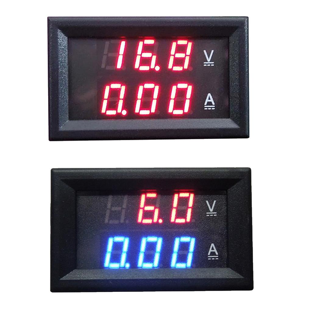 Volt Meter Digital Ammeter LED Gauge Plastic Amp Tester Red Blue 200A DC 0 - 100V
