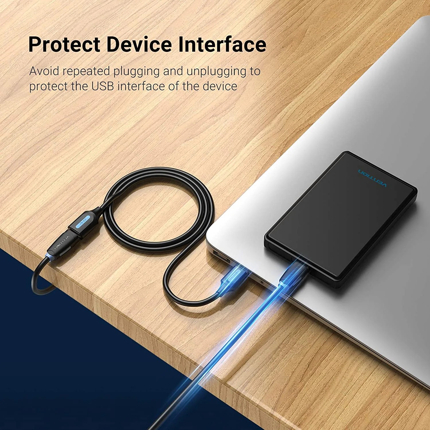 Cáp nối dài USB 3.0 Vention VAS-A45-B màu đen - Hàng chính hãng