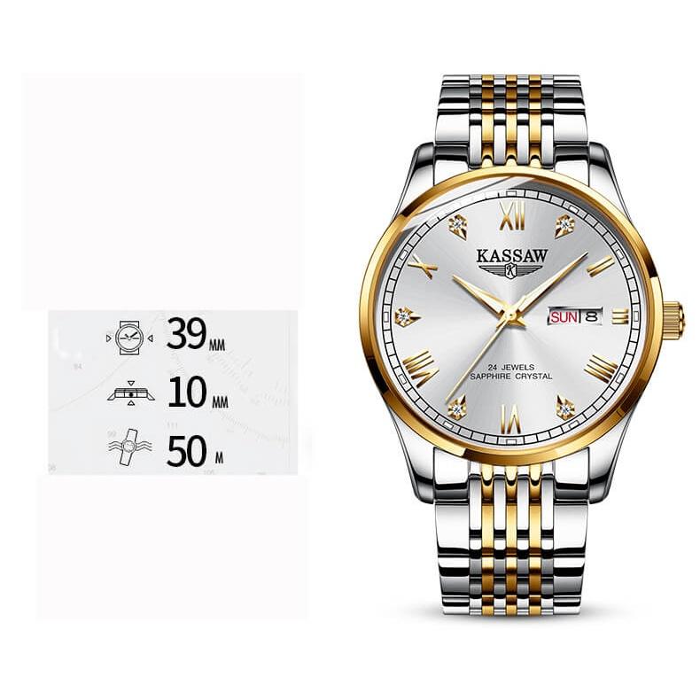 Đồng hồ nam chính hãng KASSAW K877-1 chống nước,chống xước,kính sapphire ,hàng mới 100% ,Đồng hồ cơ