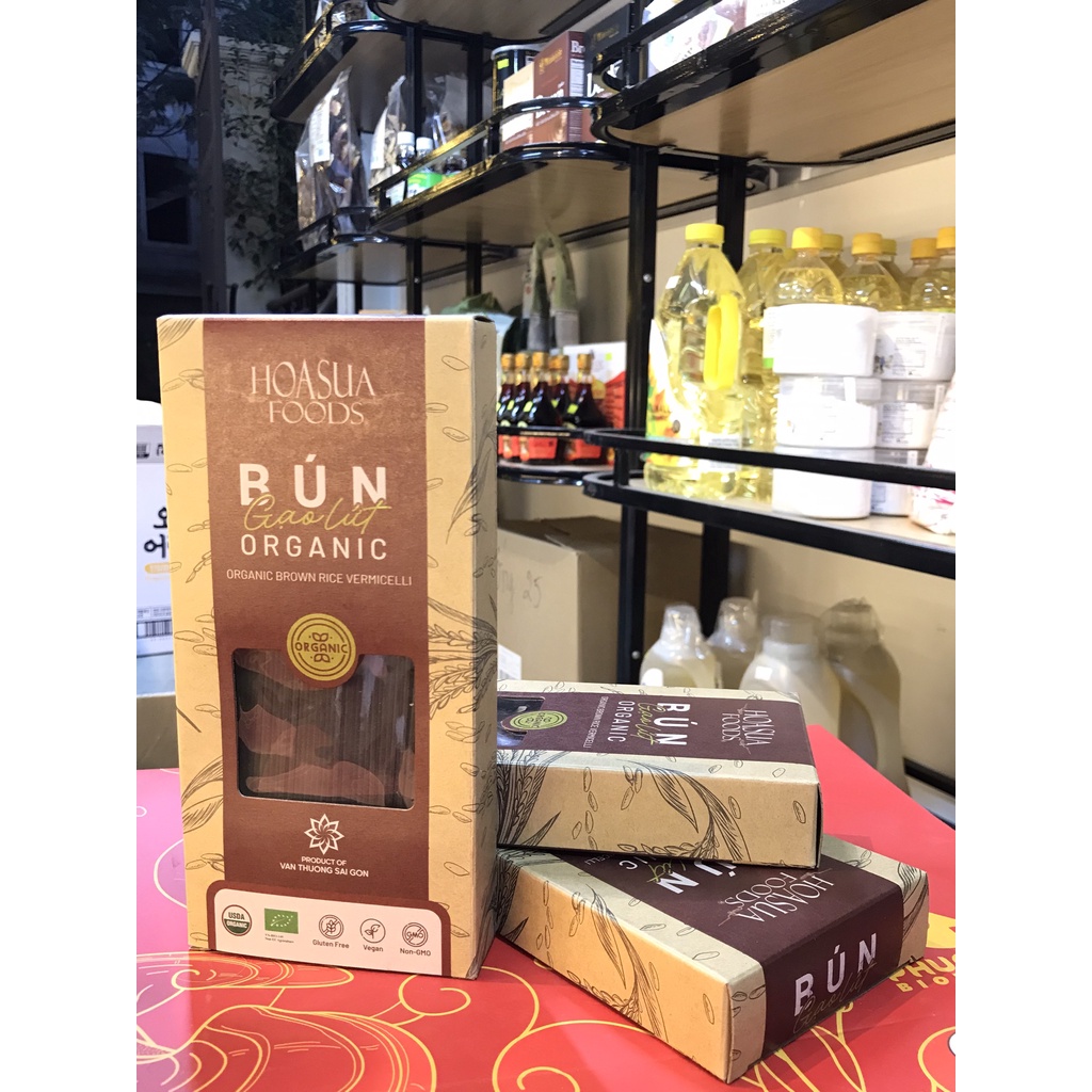 Bún gạo lứt hữu cơ Hoa Sữa FOODS 250g - dai, ngon, dinh dưỡng cho người ăn kiêng, ăn chay, eatclean