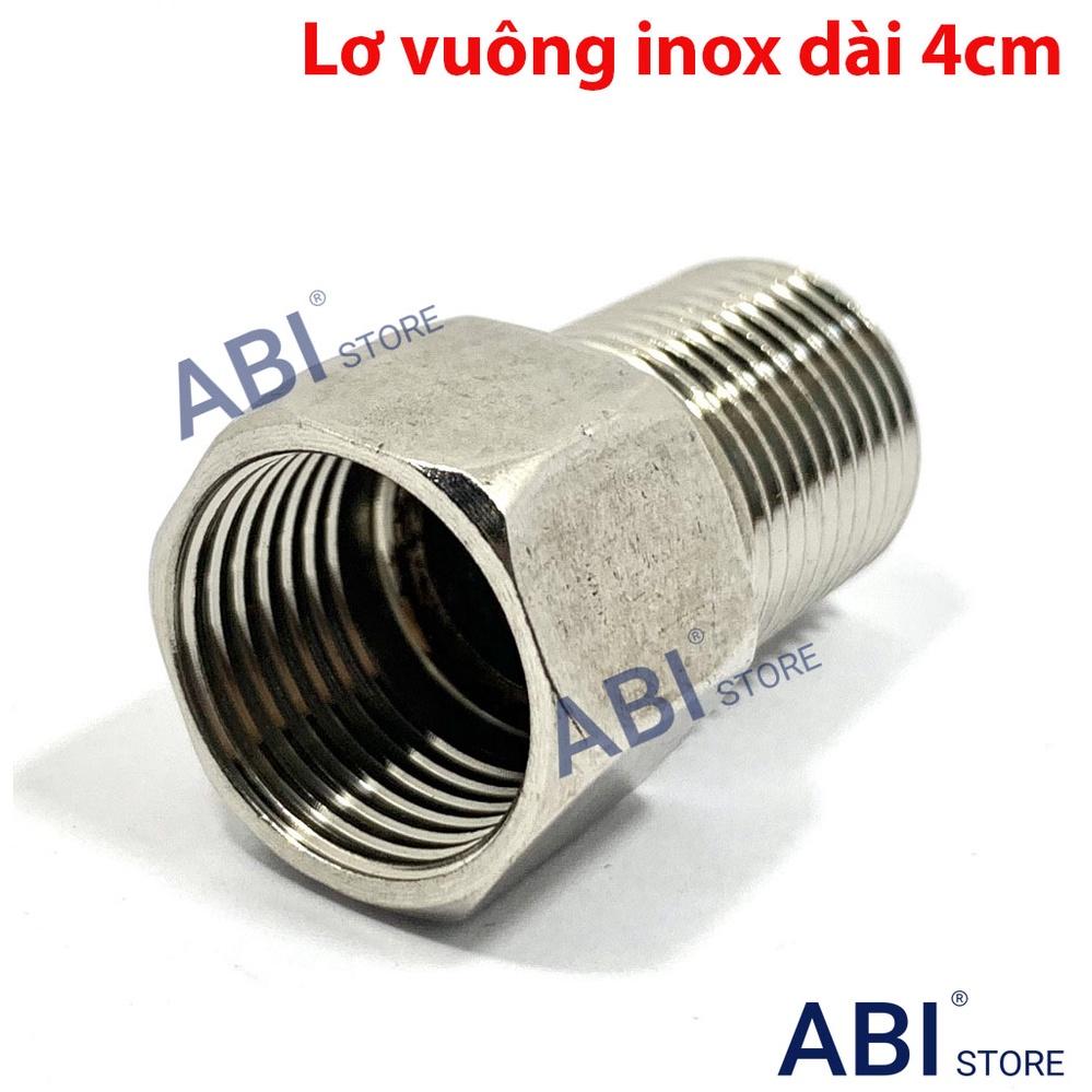 Lơ inox vuông dài 4cm dn15(1/2) hàng dày đẹp giá rẻ ( nơ inox, nối 1 đầu ren trong 1 đầu ren ngoài )