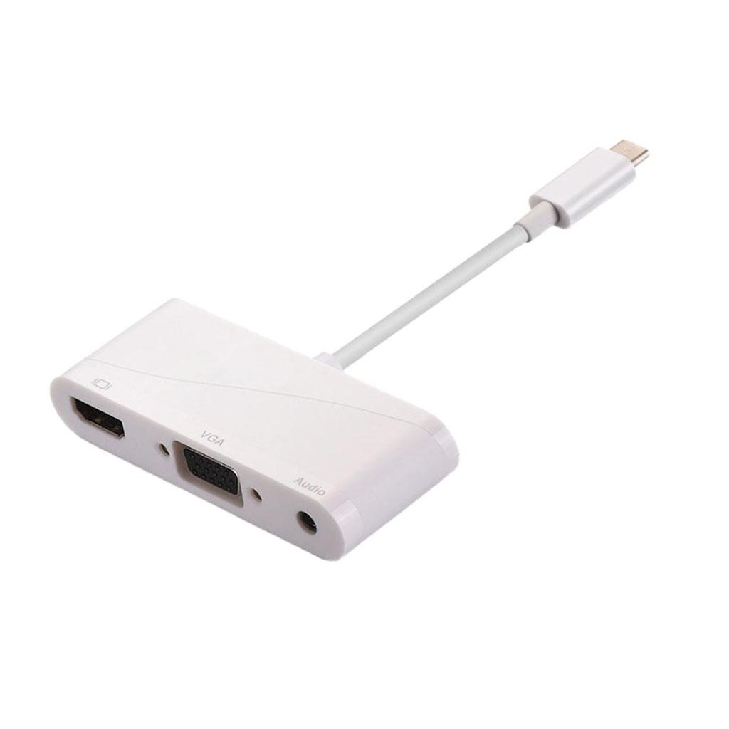 2in1 USB Type-C Hub 4K HDMI & VGA with Audio Adapter Splitter Box White