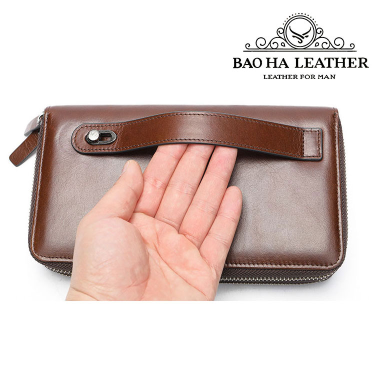 Ví cầm tay da bò cao cấp BHM2401 Clutch nam nữ da thật