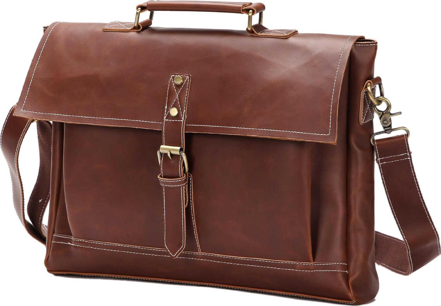 Classic Retro Business Bag Crazy Horse Leather Waterproof Briefcase